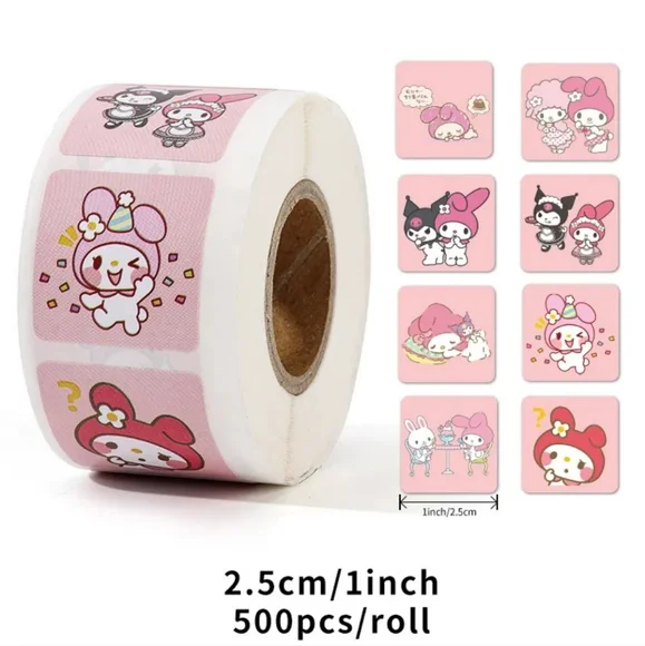 💚2/$20 500 Pieces (1 Roll) Sanrio My Melody Stickers - Picture 1 of 2
